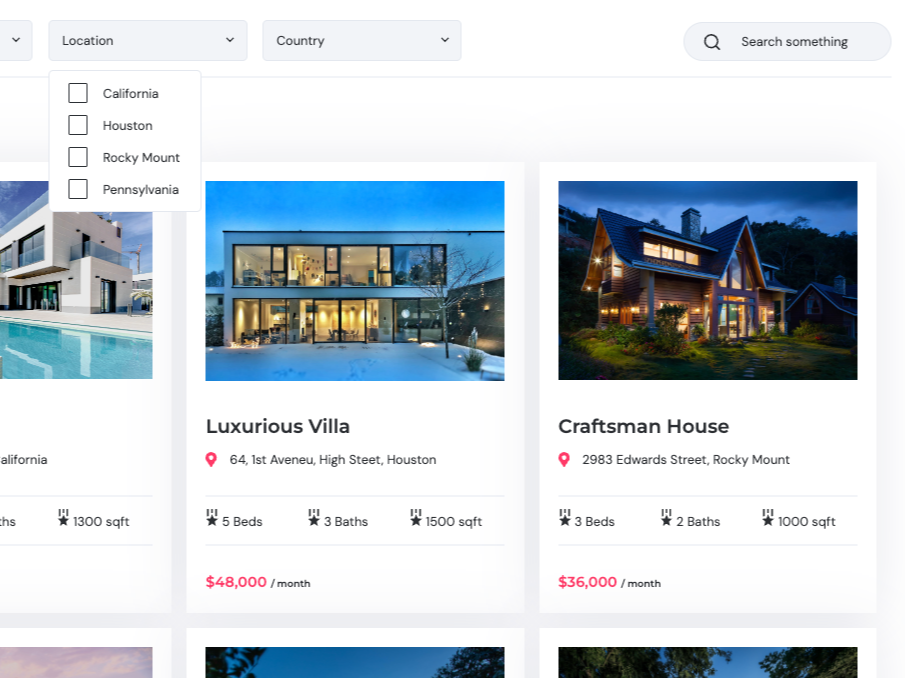 Grid Listings with flexible Filters, Sortings and Search